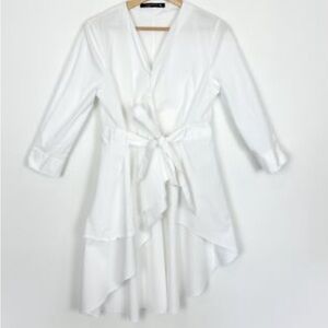 Zara white asymmetric tunic with bow